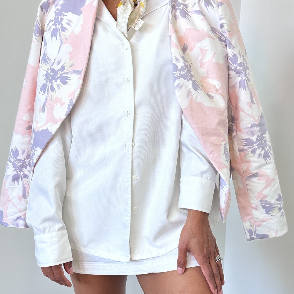 Alison Sheri Cotton Button Up White Shirt High V Neck Slick Tailored Crisp Clean